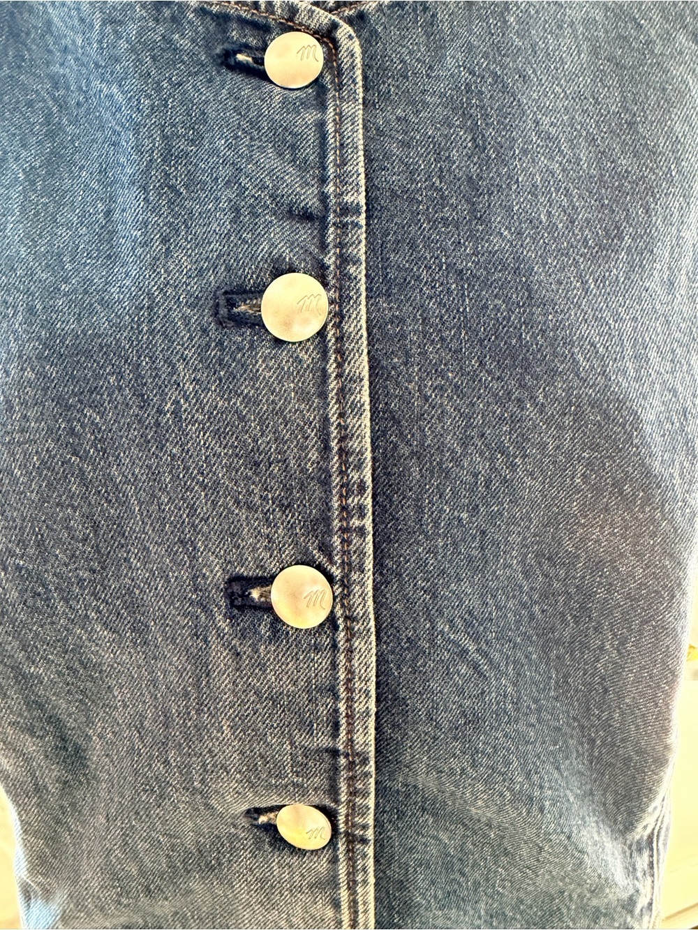 Madewell Greendale Wash Denim Crewneck Vest Size 8 NWOT - Picture 10 of 14